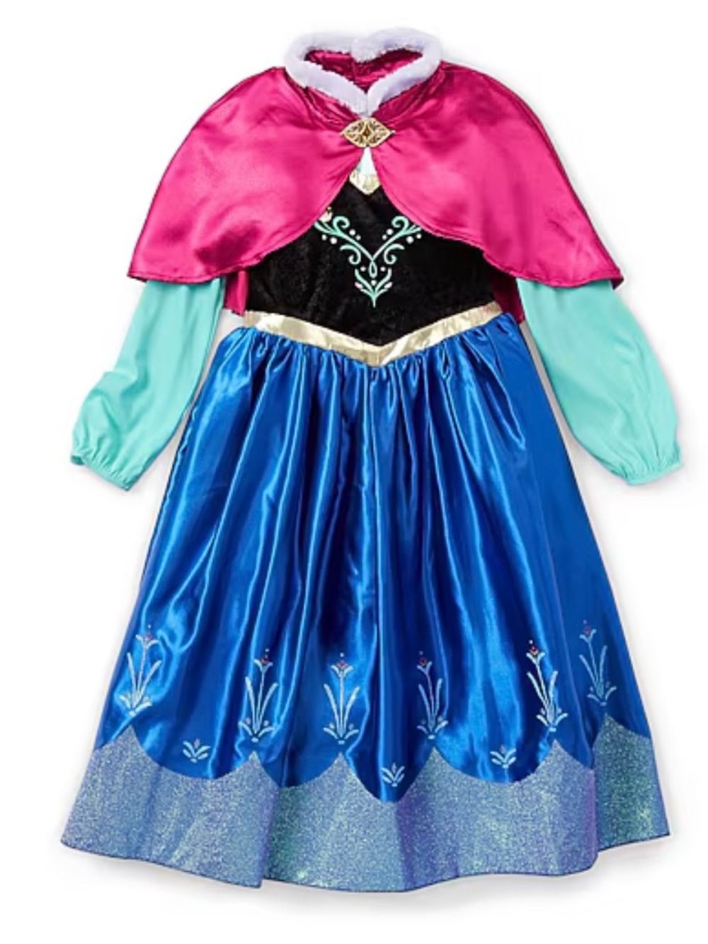 Disney Pink Cape Aqua Sleeves Royal Blue Satin Princess Dress